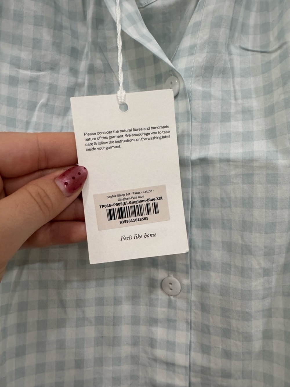 Light Blue Gingham Ruffle Button-Front Blouse - Picture 3 of 6